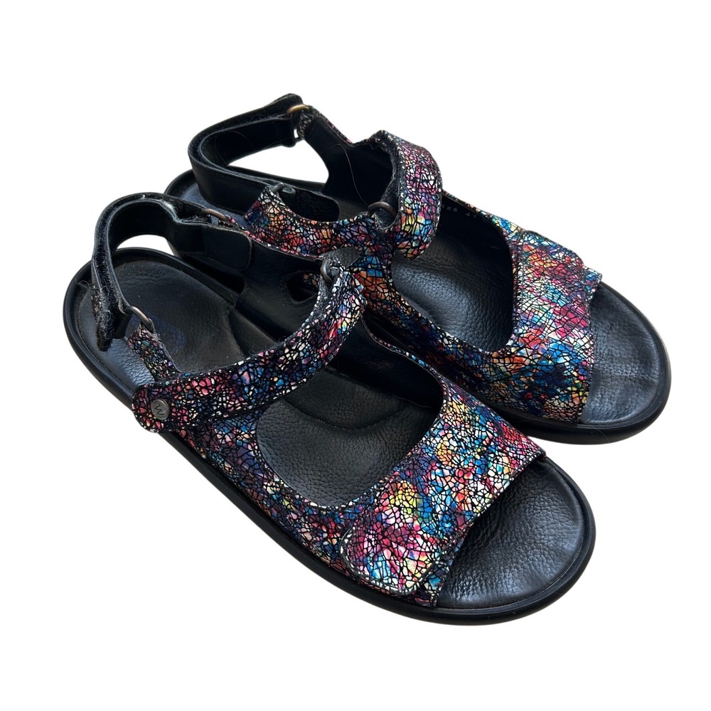 Wolky Rio Jewel Multi Color Mosaic Leather Comfort Walking Sandals 41/9.5 straps